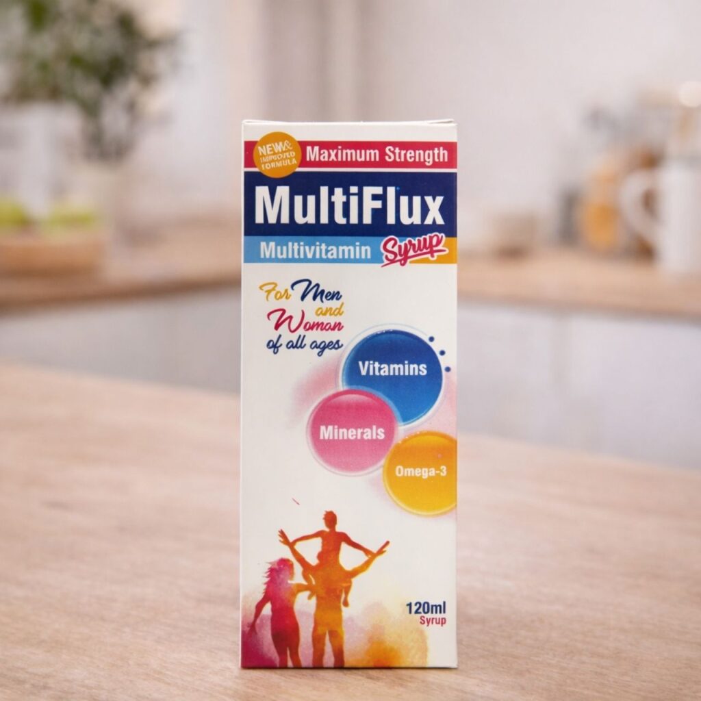 Multiflux multivitamin and mineral syrup for daily strength and immunity in Pakistan