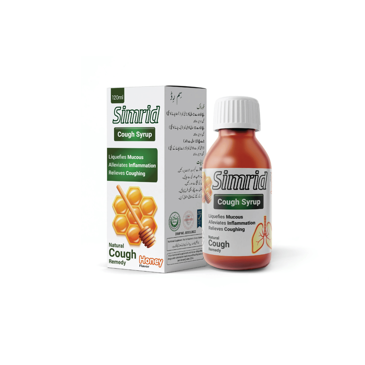 Simrid herbal cough support syrup for throat comfort in Pakistan