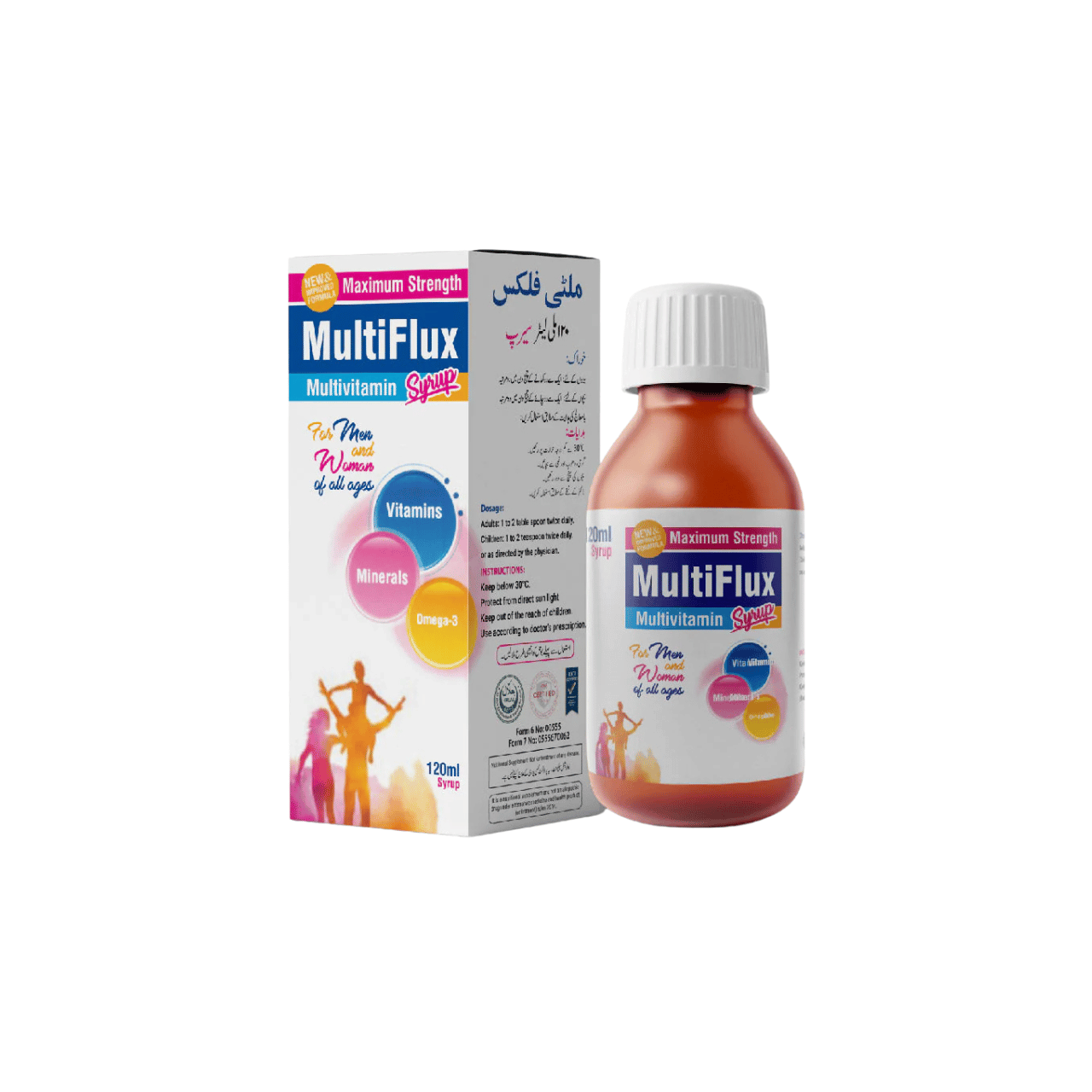 Multiflux multivitamin and mineral syrup for daily strength and immunity in Pakistan