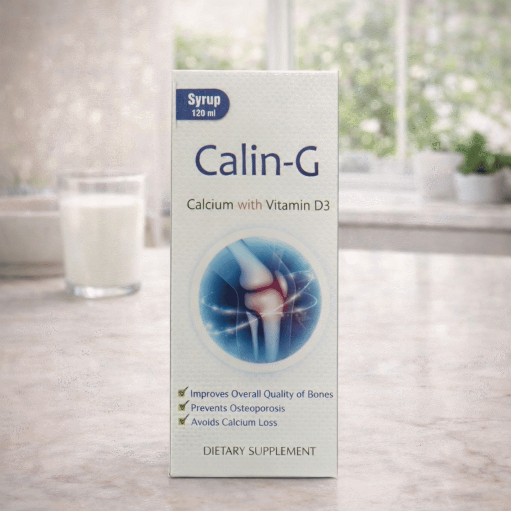 Calin-G calcium and vitamin D syrup for bone support in Pakistan
